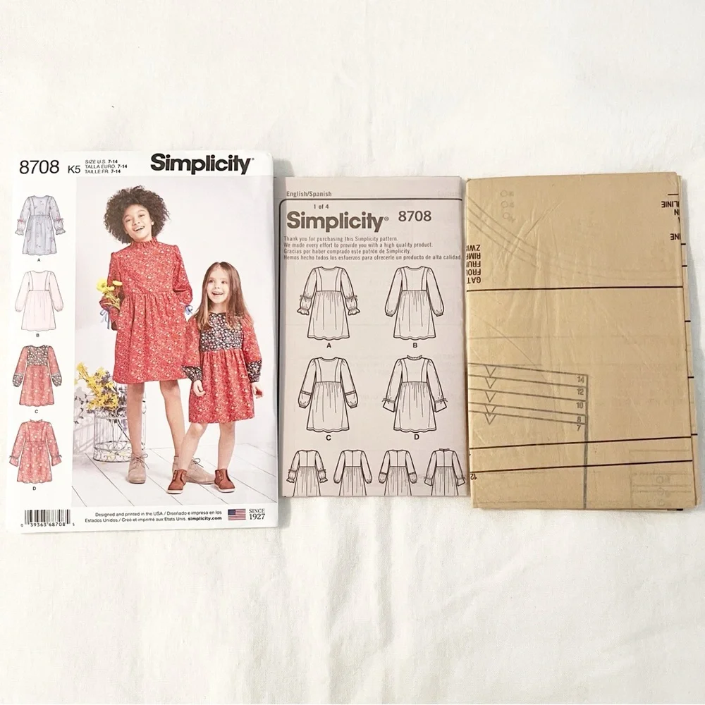 Simplicity 8708 Girls Dress Pattern | Size 7–14